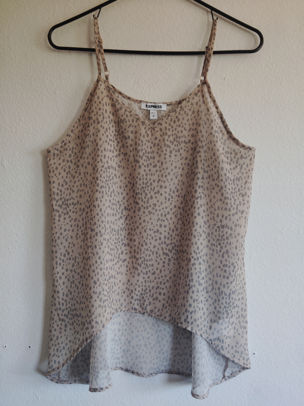 Express Sheer Lightweight Pale Green Leopard Print Camisole